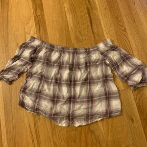Garage Plaid Off-shoulder Top